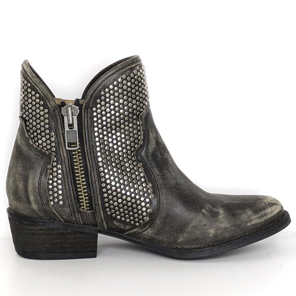 Corral Studded Leather Western Ankle Boots Size 11, Distressed Leather - Picture 3 of 11